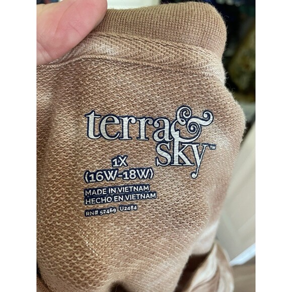 Terra & Sky Brown Tie Dye Pullover Sweatshirt 3/4 Sleeve Plus Size 1X - Picture 5 of 5